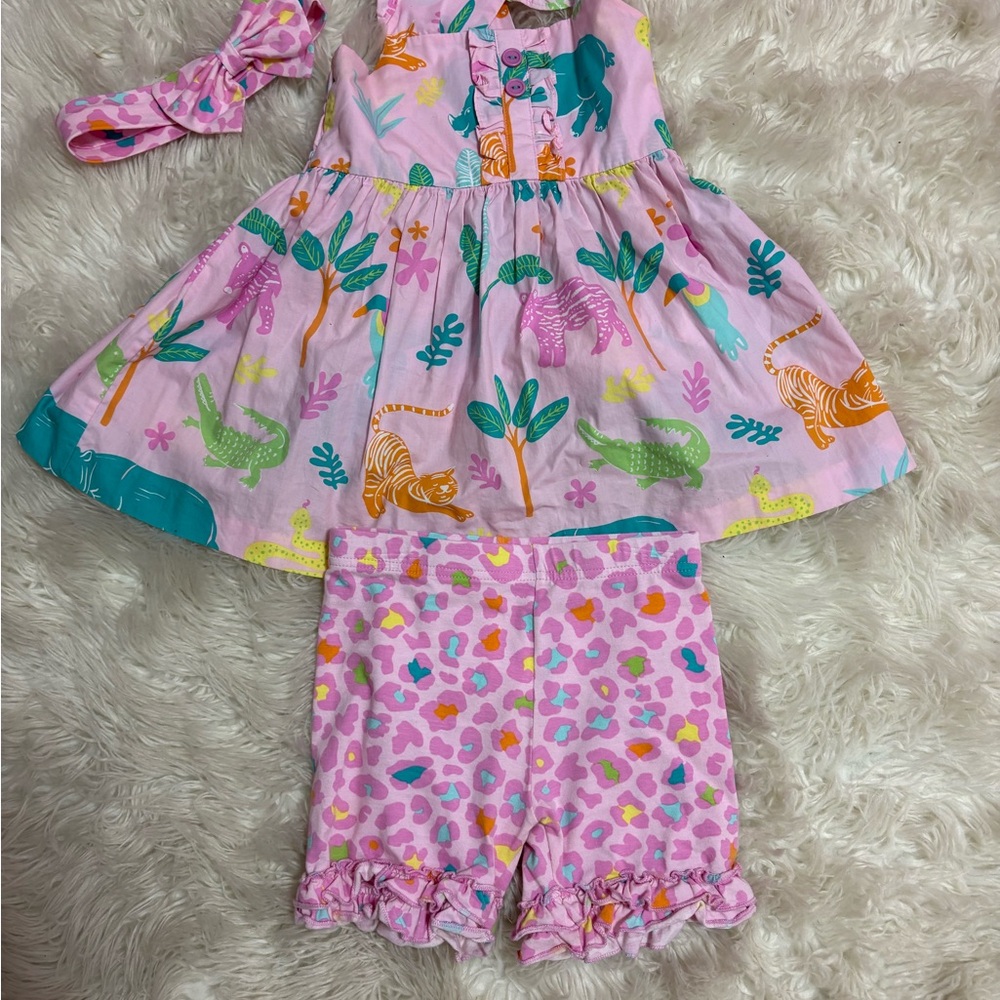 Eleanor Rose Colorful Animal Print Tunic and Shorts Set
